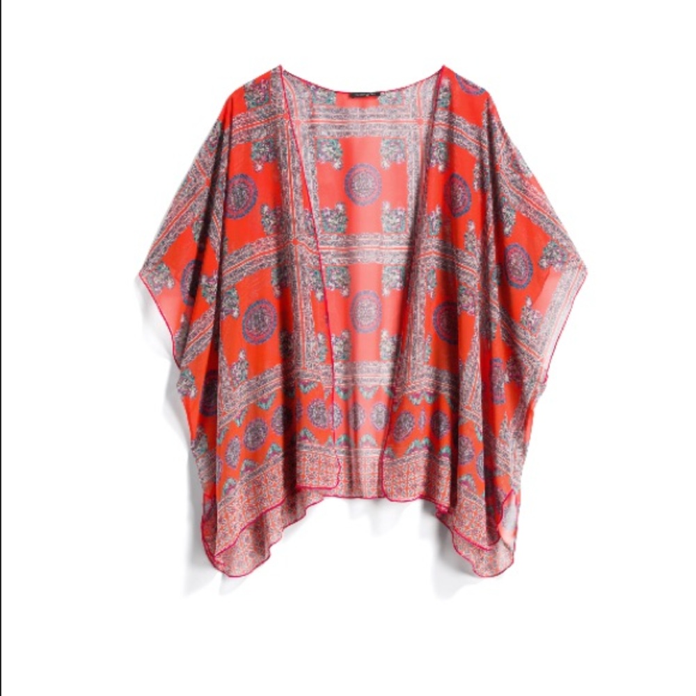 Red orange patterned kimono